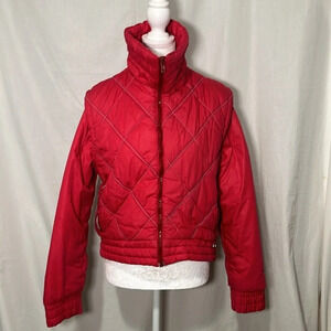 hot pink Sea & Ski puffer coat with removable sleeves